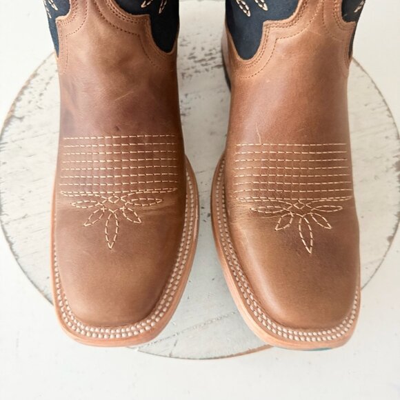 Lane BRIDLEWOOD Womens Square Toe Cowboy Boots Brown Navy Western Size 9 - Picture 6 of 16